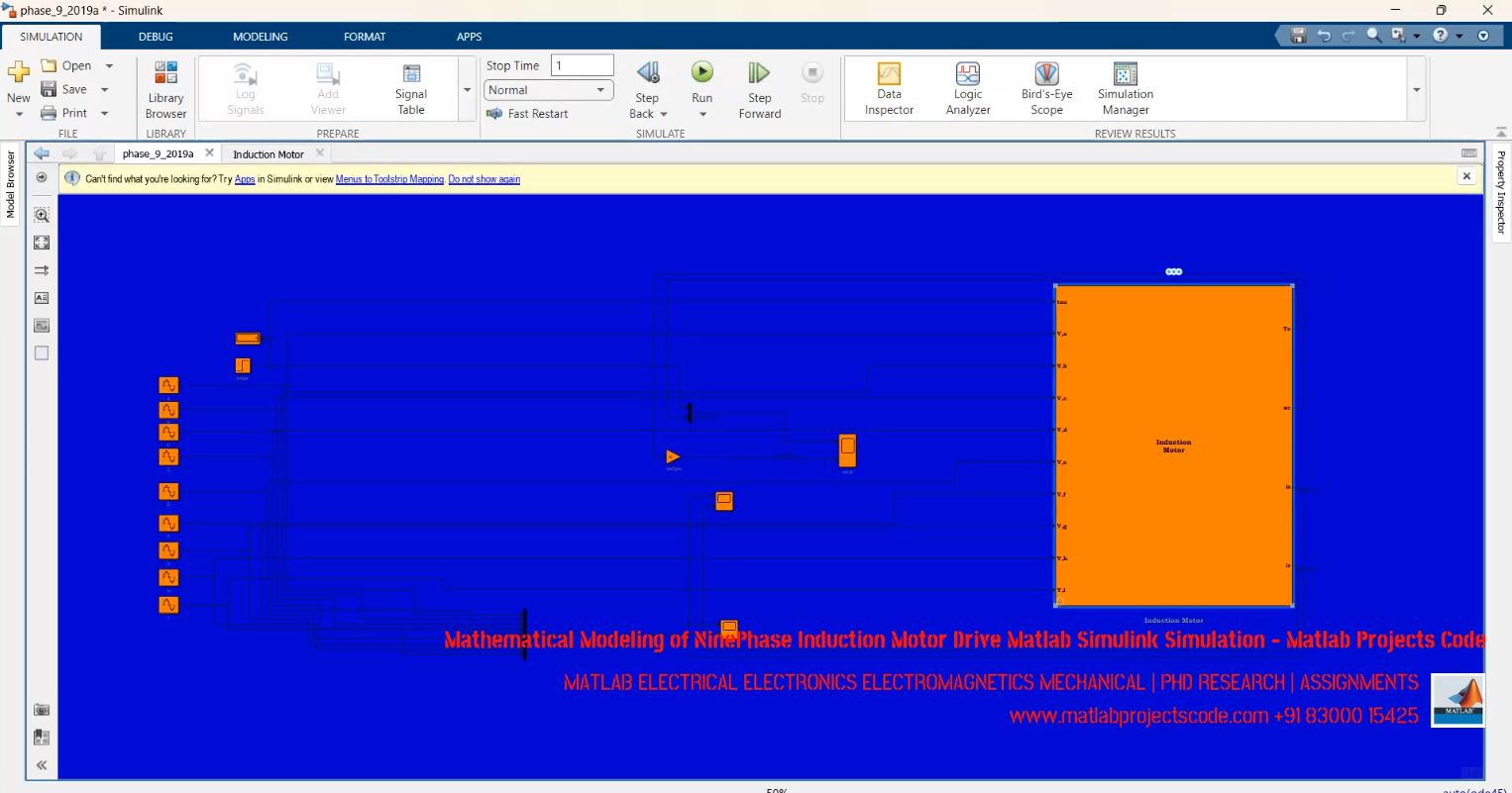 Mathematical Modeling of NinePhase Induction Motor Drive Matlab Simulink Simulation - Matlab Projects Code
